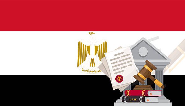 Egypt flag with judge gavel, corruption or injustice concept, public outrage in Egypt, international decision idea, law or legal result, civil court judgment, news banner
